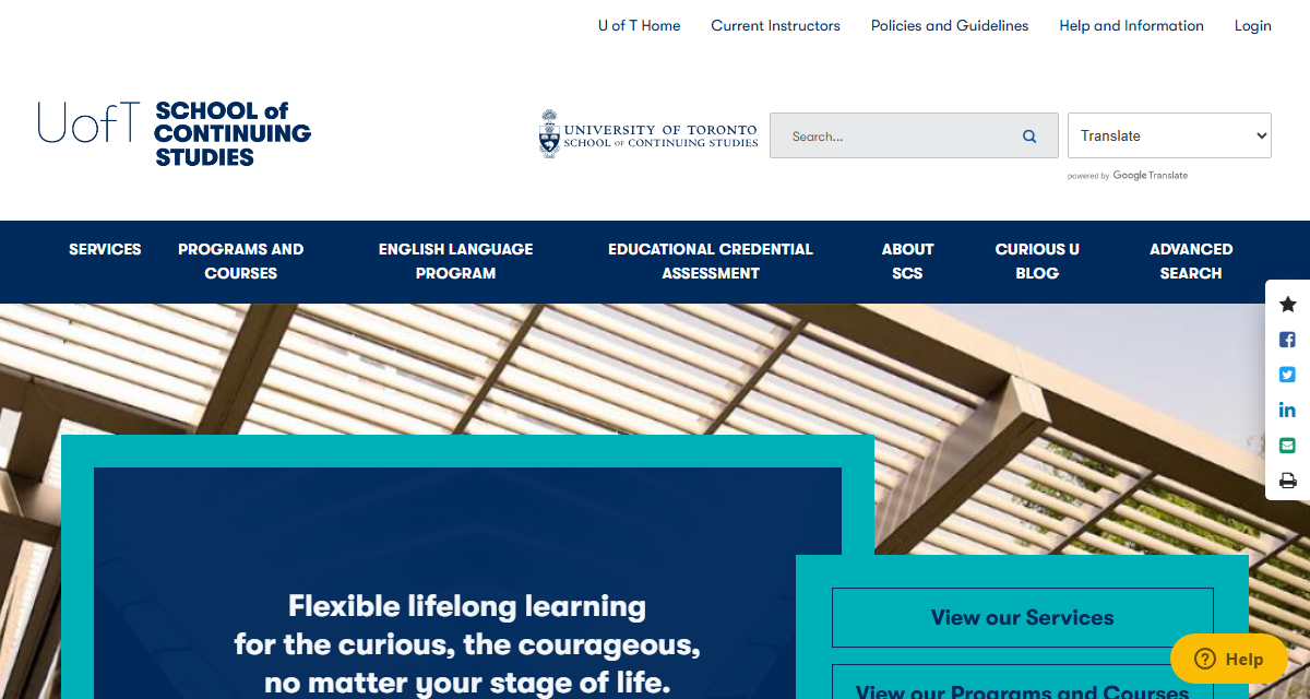 University of Toronto School of Continuing Studies website